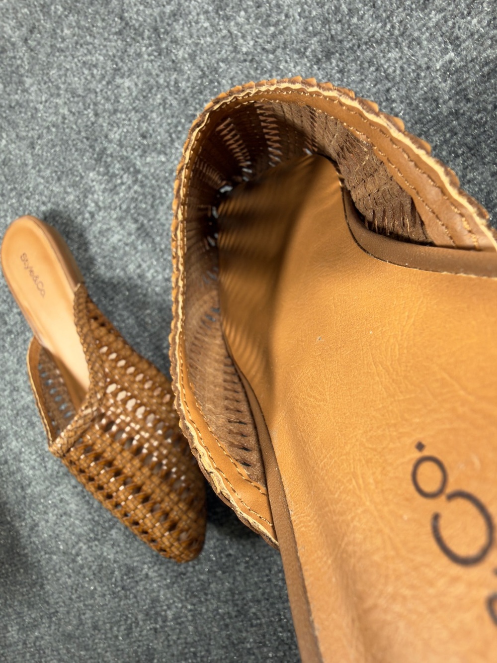 NWT Style & Co Woven Mule Flats Pointed Toe Slip-On Cognac Tan Size 9.5 - Picture 9 of 9